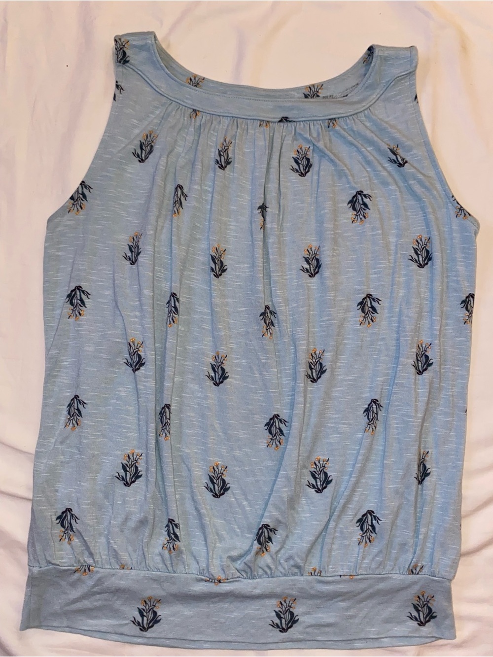 LOFT Light Blue Floral Tank Top